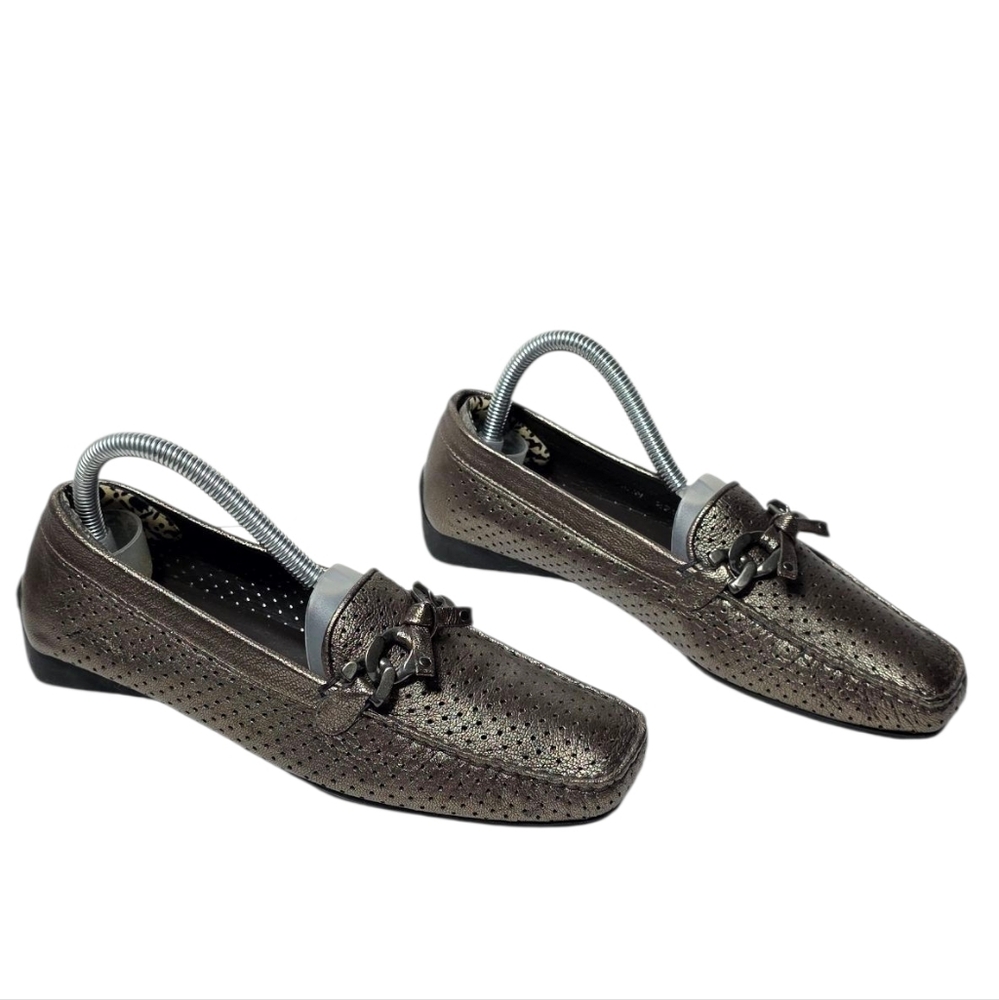 Stuart Weitzman Dark Brown Perforated Loafers